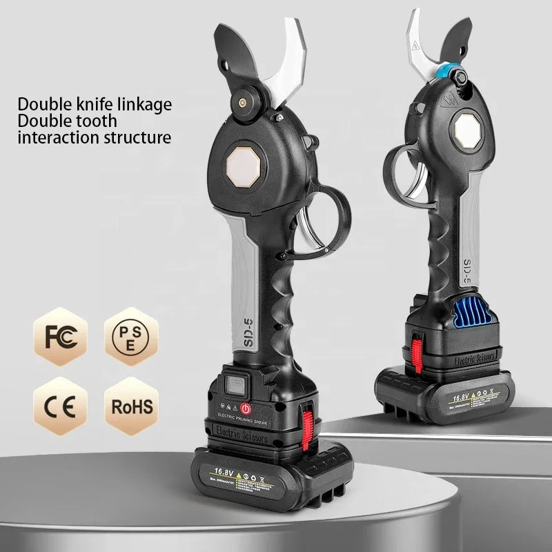 Professional Cordless Garden Electric Scissors Tree Branch Pruner Lithium Battery Steel Shear Machine for Plant Pruning