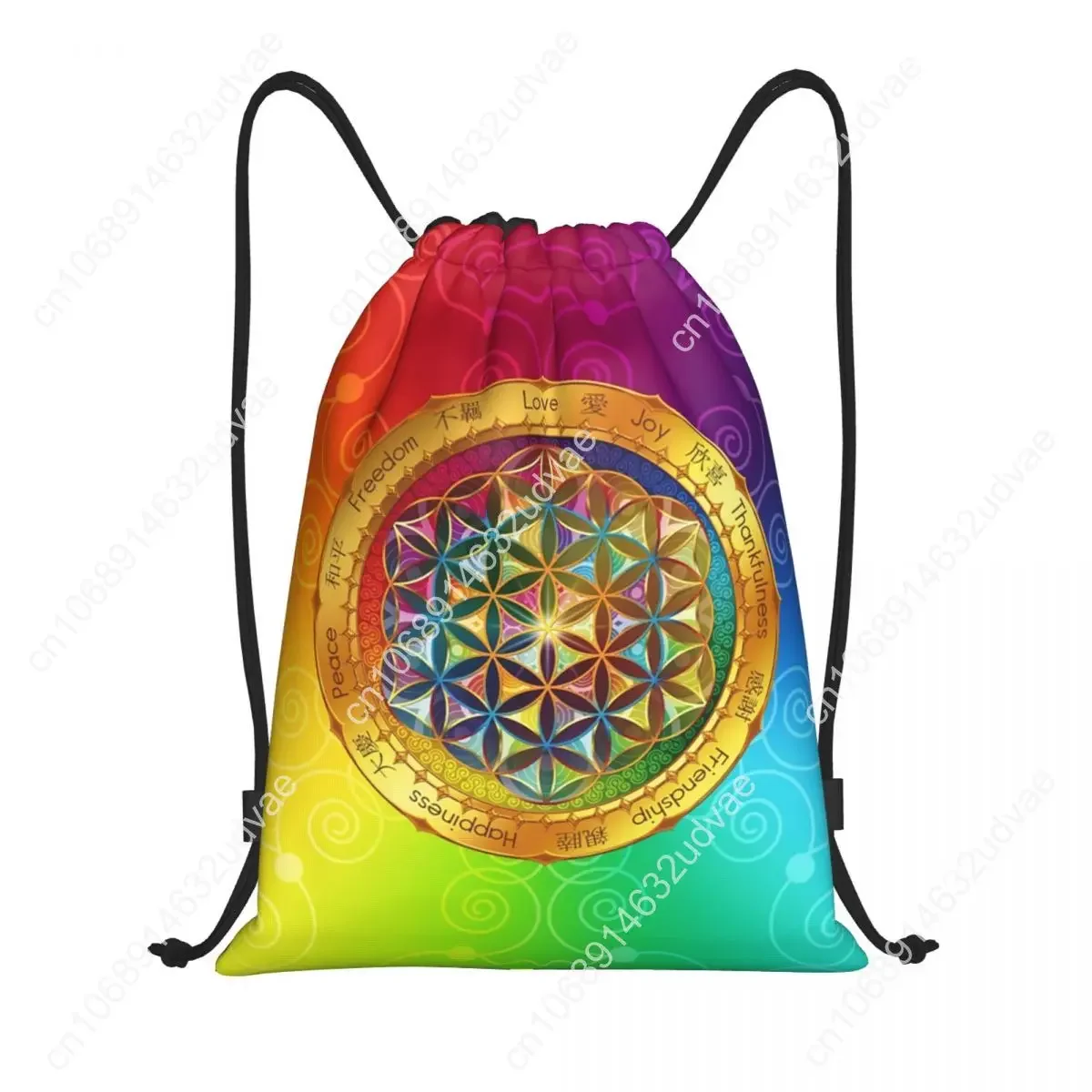 Flower of Life Pattern Personalized Backpack Observer Sacred Geometry Mandala for Outdoor Travel
