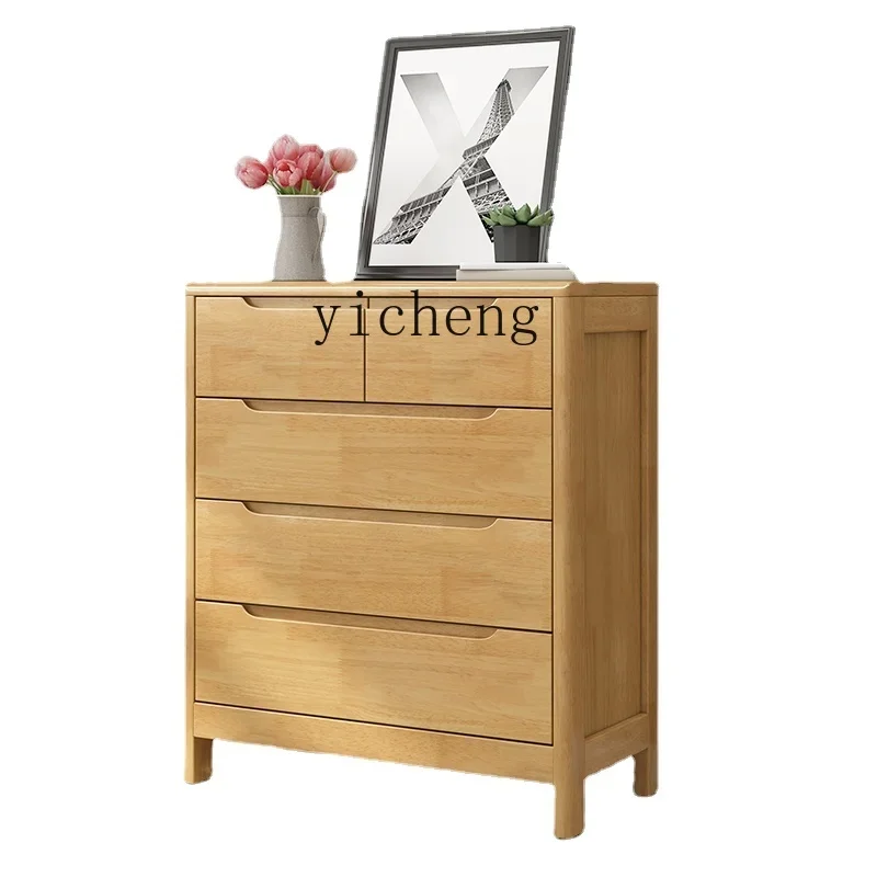 ZC Chest of Drawers Solid Wood Bedroom Storage Cabinet Six Bucket Locker Side Cabinet Small Apartment Home Shoe Cabinet