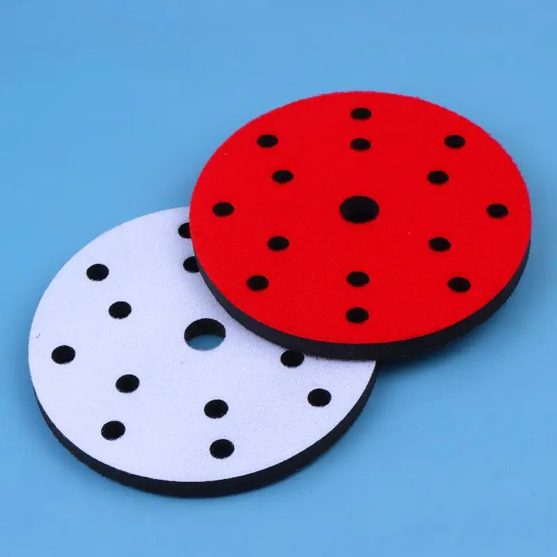 

3 Colors 6 Inch Pneumatic Grinding Head Soft Sponge Buffer Pad 15 Holes Design for Industrial Use Furniture Polishing Machine