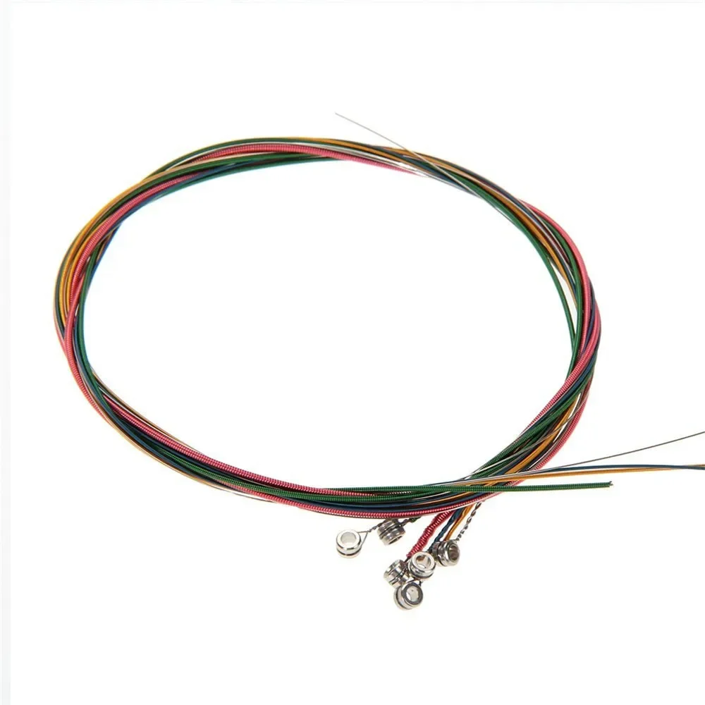 Rainbow Colorful  Strings for Acoustic Folk Guitar Classic Guitar Multi Color Acoustic  Steel Strings 6pcs