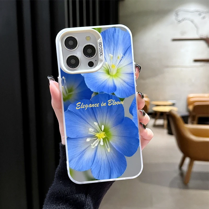 Beautiful Blue FlowersPhone Case for Samsung Galaxy S23 S24 S25 S22 Ultra S21 Plus FE A56 A36 A26 5G A16 A06 4G Note 20 Cover