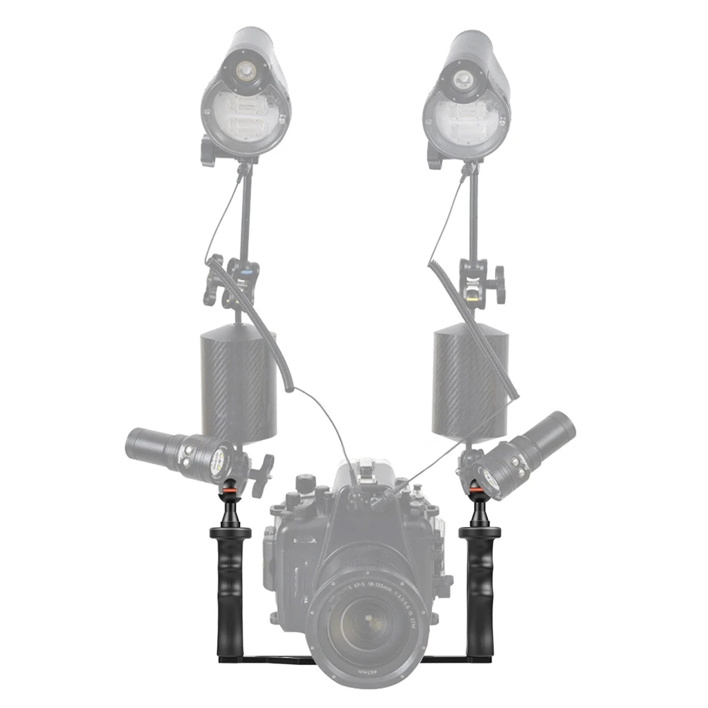 Dual Handles Aluminium Alloy Tray Stabilizer for Underwater Camera Housings Diving Camera Bracket
