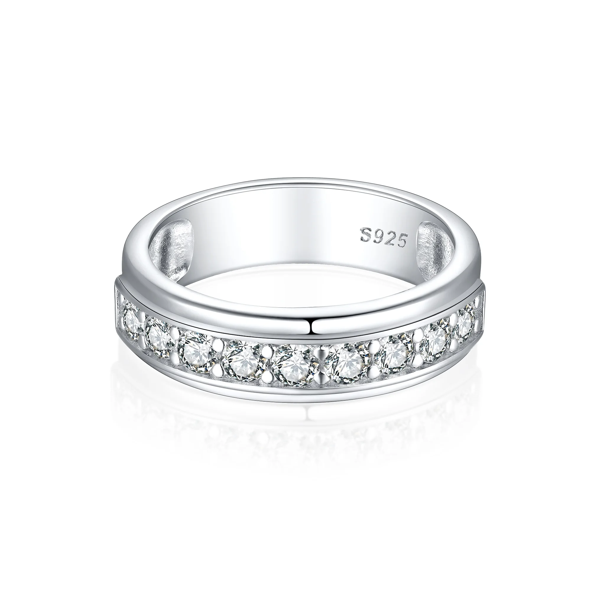 

Fine Jewelry Rings 925 Sterling Silver Rhodium Plated with Custom Engraved Zirconia for Weddings and Parties