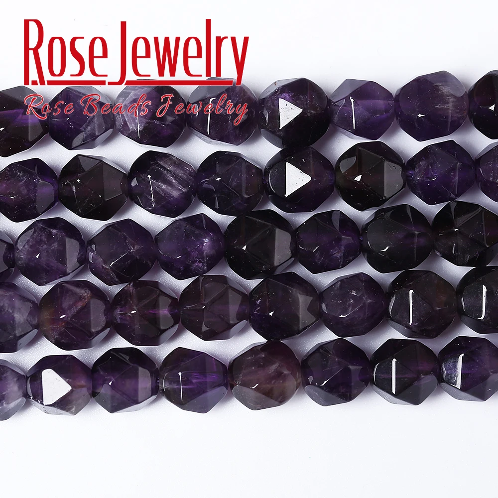 Faceted Purple Amethysts Loose Spacer Beads Natural Stone  Beads For Jewelry Making DIY Bracelet Accessories 15\'\'strand 6mm-12mm