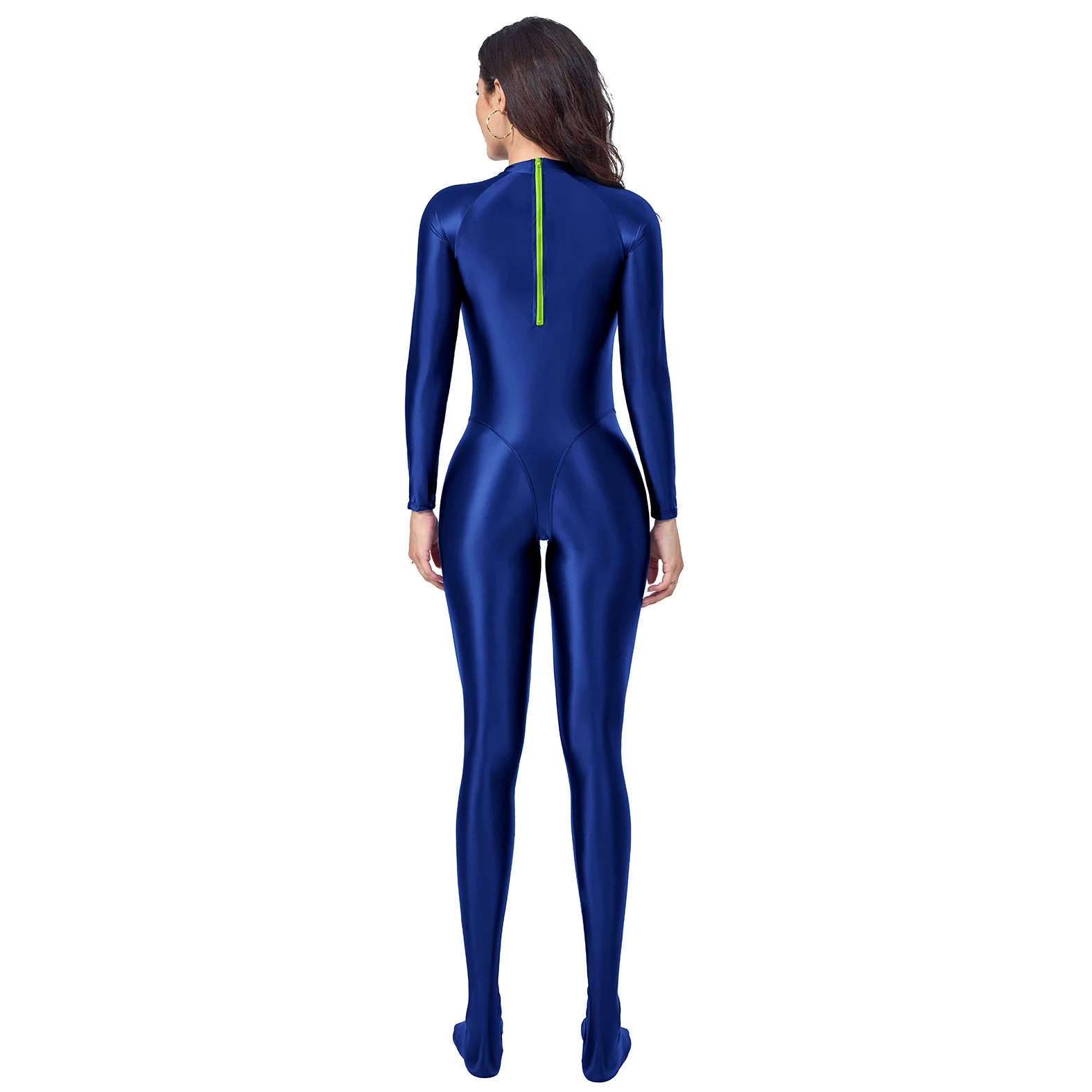 AMORESY Women's Wetlook Catsuit Playsuit Shiny Glossy Zipper Leotard Fullbody Zentai Jumpsuit Overall Tights 2025