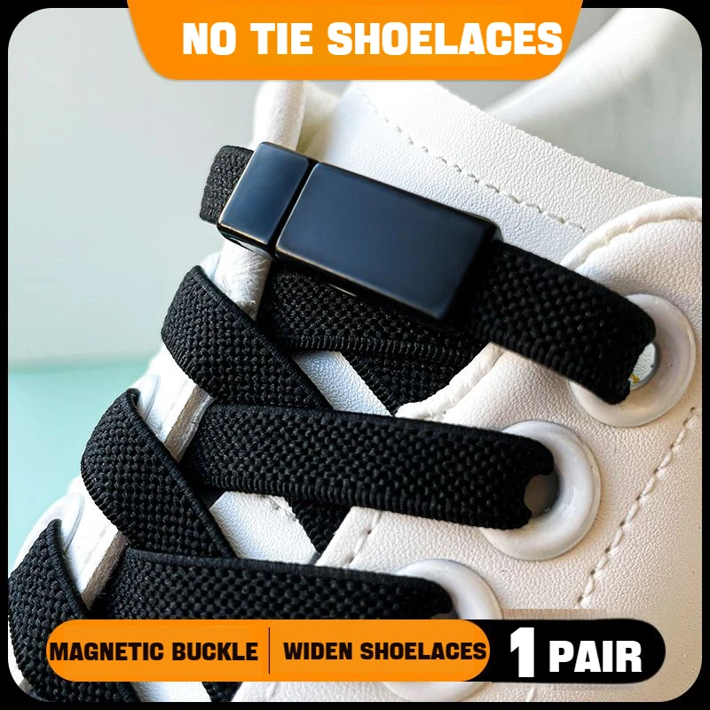 1Pair Elastic Laces For Sneakers Running Shoes High Quality Thin Sport Shoelaces Without Ties Magnetic Metal Buckle Accessories