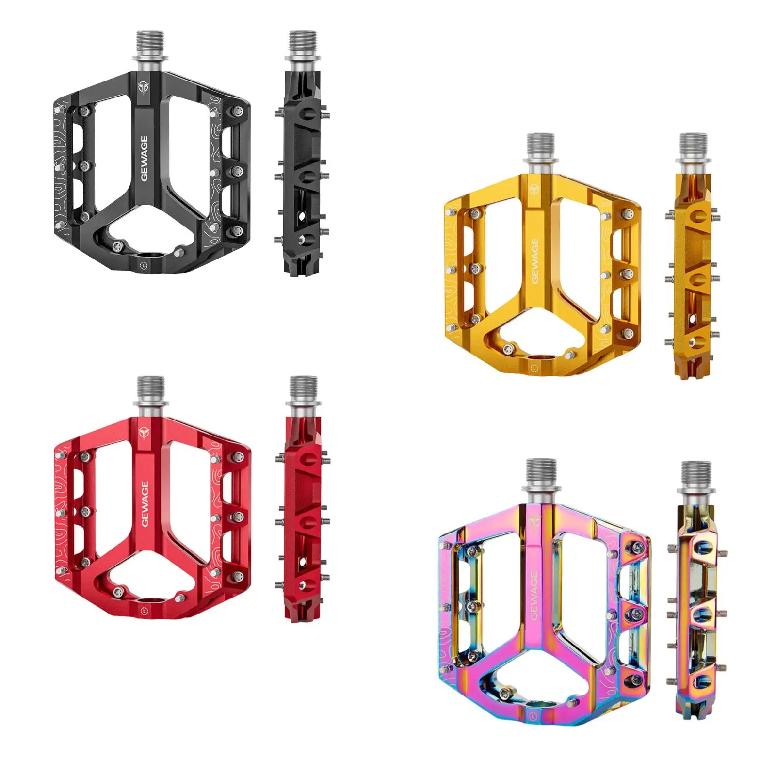 

2 Pieces Mountain Bike Pedals Replacement Cycling Accessories 3 Sealed Bearing Anti Skid Flat Pedals for Repairing Folding Bikes