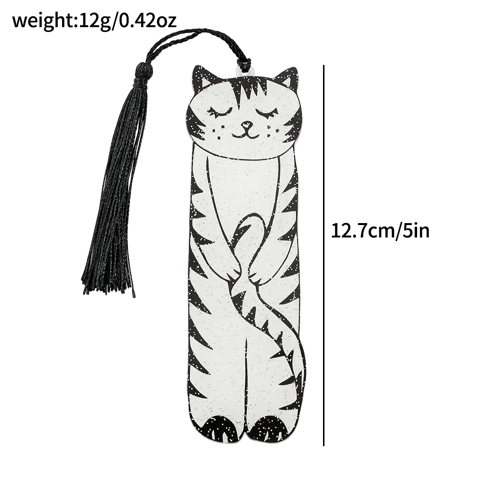 Kitten Doodle Bookmark Acrylic Bookmark with Tassel Exit Gift for Colleagues, Farewell Gift for Teachers Friends