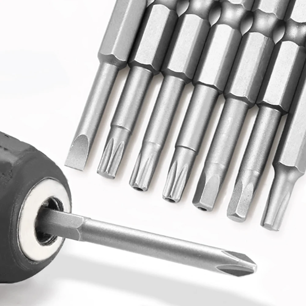 Cross Electric Screwdriver 65-200mm S2 Extended Strong Magnetic Drill Plum Blossom Internal Hexagonal Straight Wrench Solid/Hole