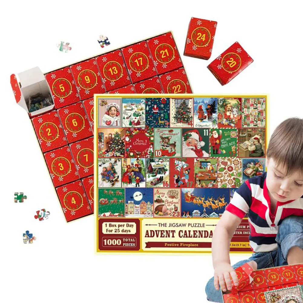 

Christmas Puzzle Advent Calendar 1008pcs Puzzles Countdown Calendar Jigsaw Puzzles 24 Days Surprise Christmas Gift Calendar