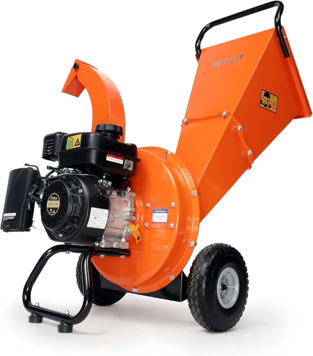 C30 Wood Chipper Mulcher 7 HP 212cc Heavy Duty Rotor Engine Gas Powered 3 Inch Max Wood Diameter Capacity 20:1 Reduction Ratio