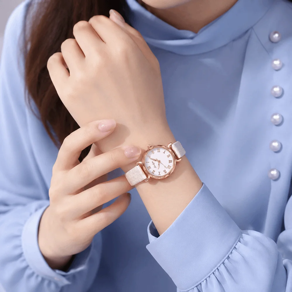 Fashion Leather Strap Watches for Women Water Resistant Precise Quartz Watch Minimalist Circular Wrist Watches Female Gifts
