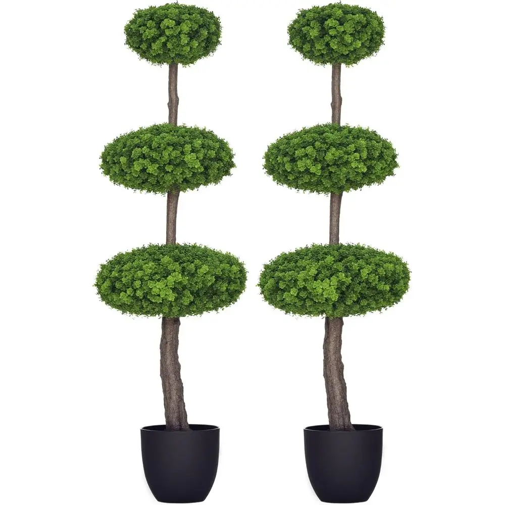 

Pair of 43.25 Artificial Boxwood Topiary Trees in Pots for Home and Office, Indoor/Outdoor Living Room Decor