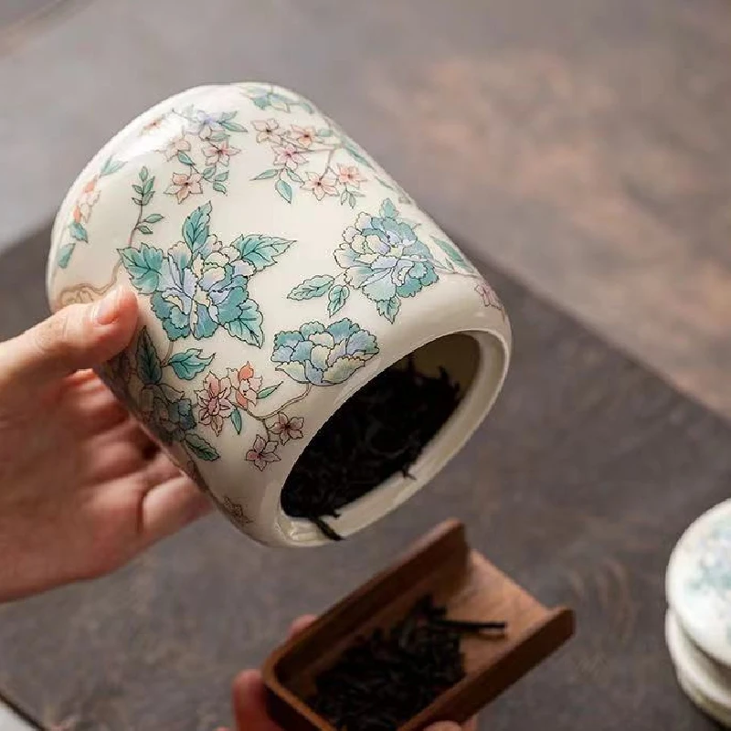 Retro Ceramic Tea Pot High-grade Enamel Sealed Pot Portable Ceramic Ginger Pot Table Top Home Decoration Wedding Ornaments