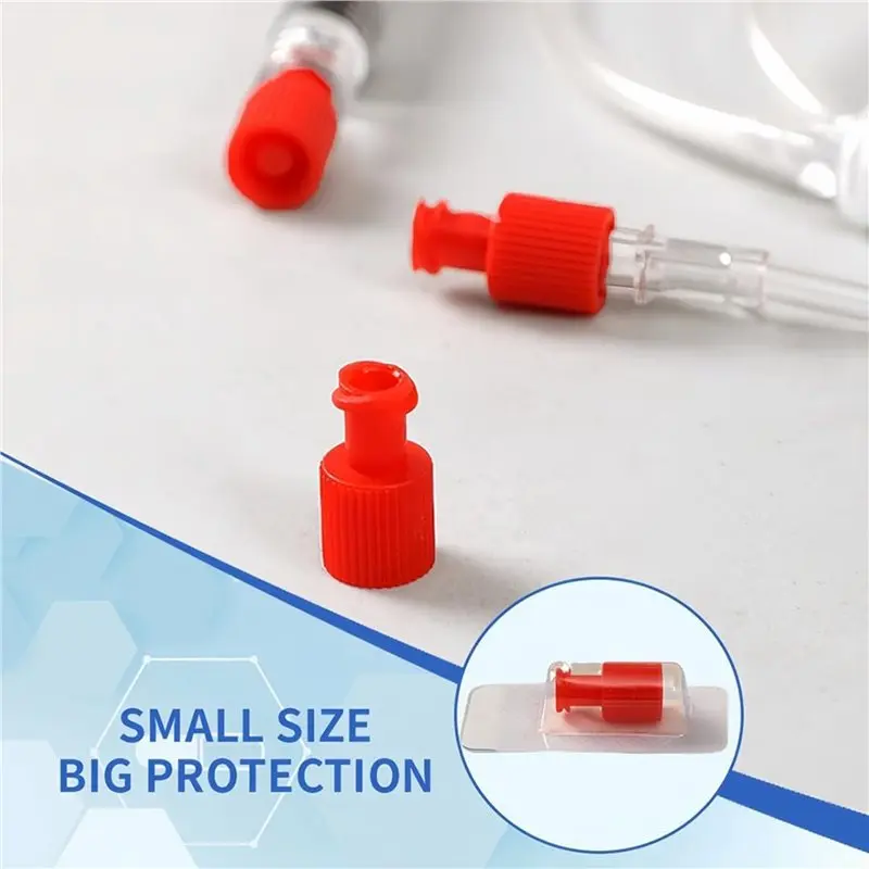 B97A-200Pcs Luer Stopper Red Closing Conessterile Cap Dual Function Luer Lock Caps For Male/Female Connectors Syringes Tips