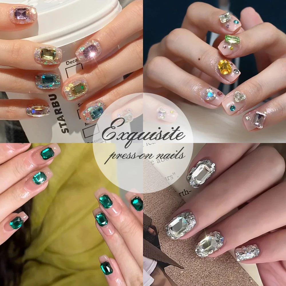 120 Stück 3D Bunte Rechteckige Nagelkunst-Strasssteine Funkelnde Glas-Diamanten Nagel-Charms DIY Kleidung Schuhe Bastelbedarf Maniküre-Zubehör – Detail 11