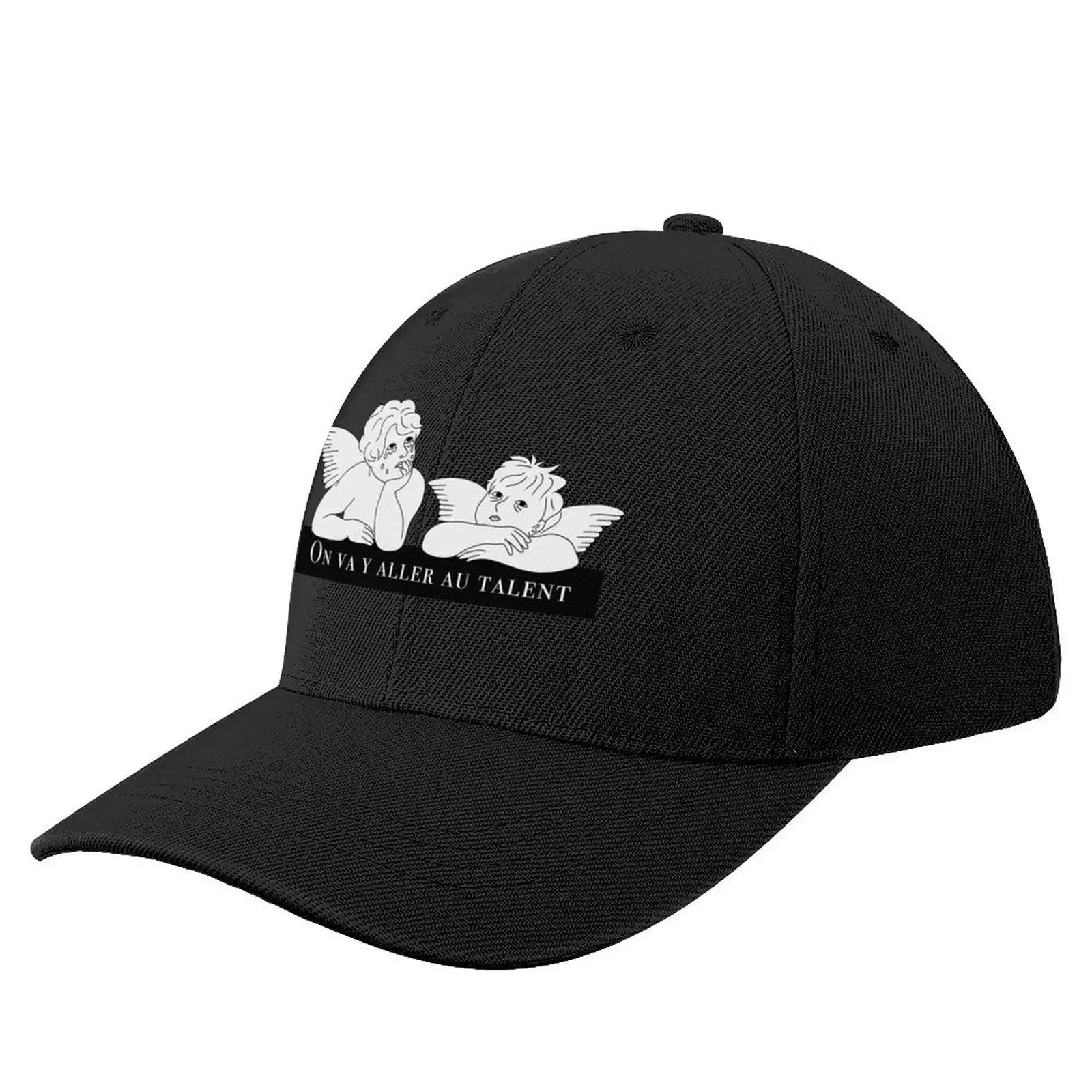 

Exhausted angels white text - small logo Baseball Cap Rave hats for men Funny hats luxury woman cap Caps Women Men's