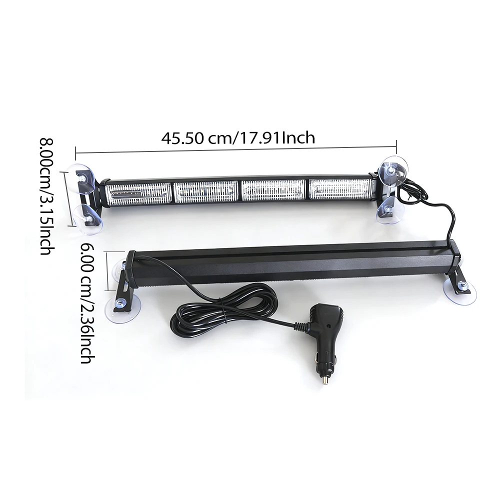 2x17.7 Emergency Dash Lights Interior Windshield Strobe Volunteer Firefighter Lights Warning Hazard Safety Front/Rear Lamp