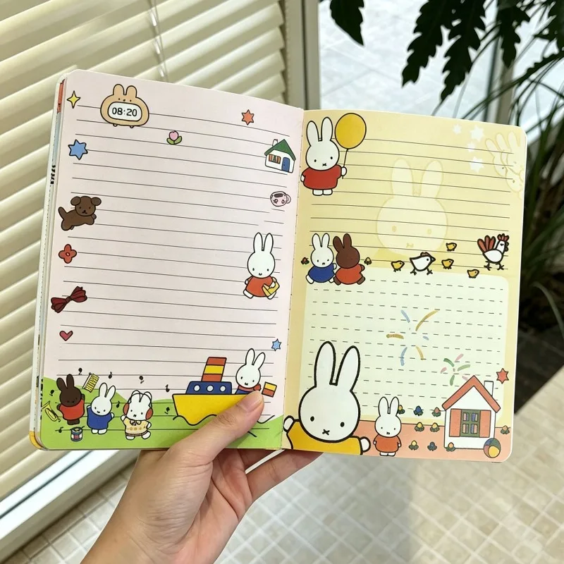 Kawaii Miffy B6 Illustrated Notebook Colored Pages Thick Paper Smooth Writing Printed Journal Diary Planner Student Office New