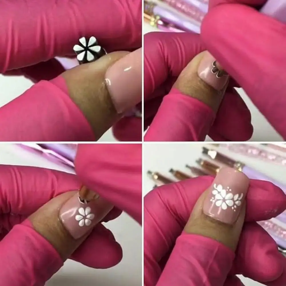 Juego de rotuladores para uñas, 10 piezas, fácil de limpiar, herramientas de punteado de grafiti para manicura, patrones geométricos florales