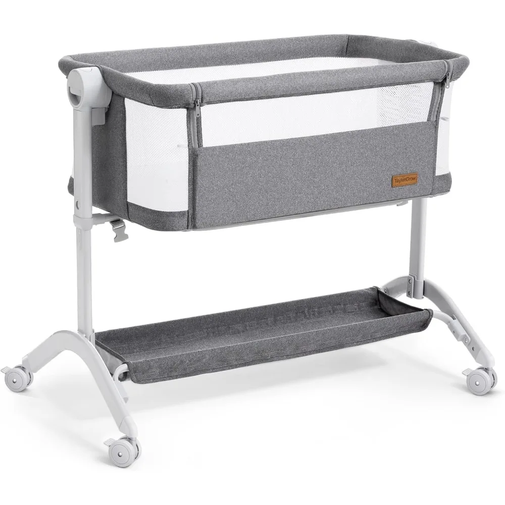 

Bassinet Bedside Sleeper - All-Mesh Design, Portable Bedside Bassinet for Baby with Washable Mattress, 5 Adjustable Heights