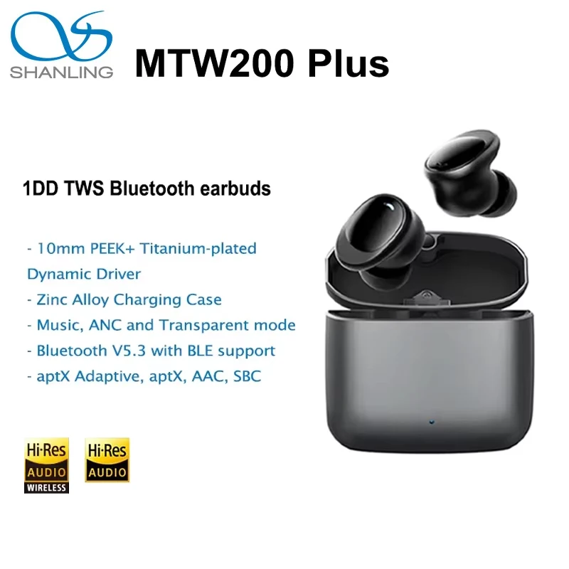 SHANLING MTW200 Plus TWS Ture Wireless Bluetooth Headphones Hi-Res Audio Headphones Wireless Earphones HIFI Waterproof Earbud