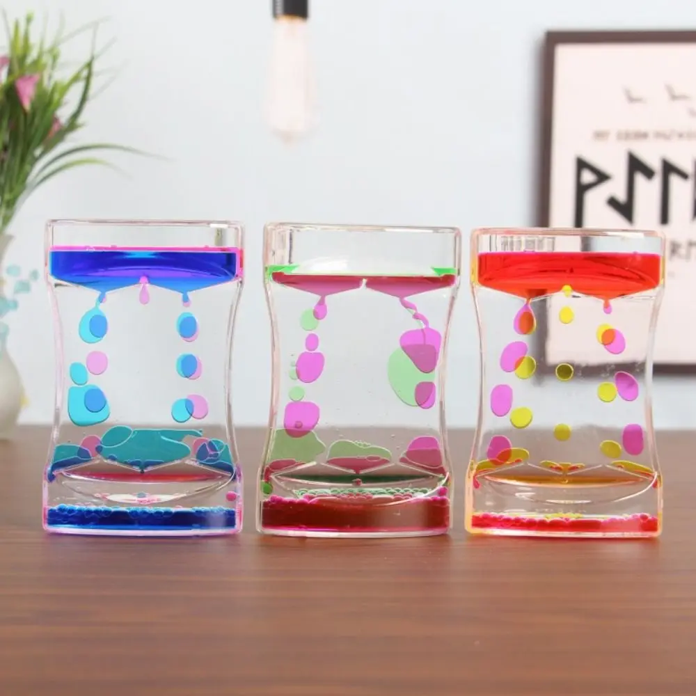 Acrylic. Liquid Hourglass Timing Pendulum Decompression Daze Liquid Motion Timer Square Slide Oil Leak Water Drop Leisure Toy