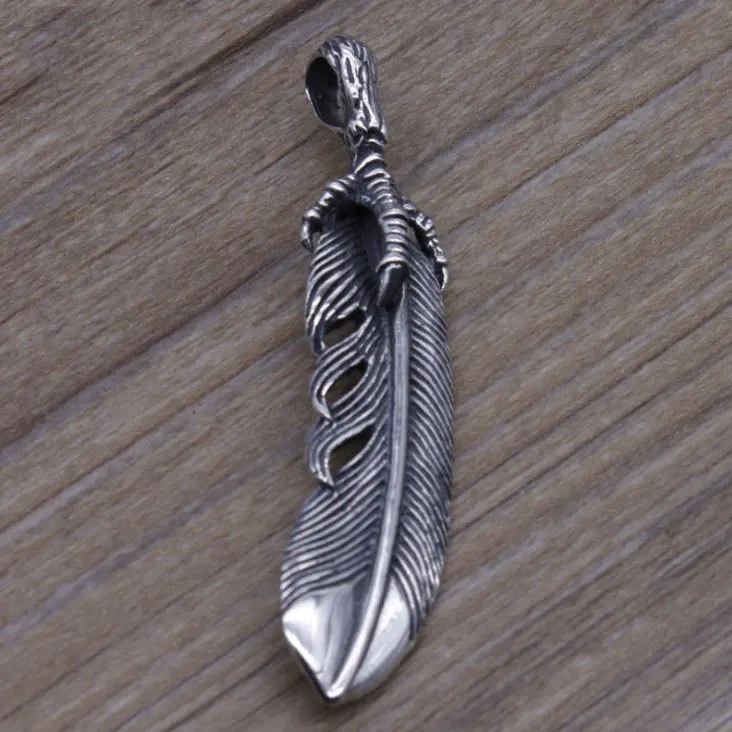 

Jewelry Thai Silver Necklace Sterling Silver Vintage Feather Eagle Claw Pendant Male Dominant Necklace