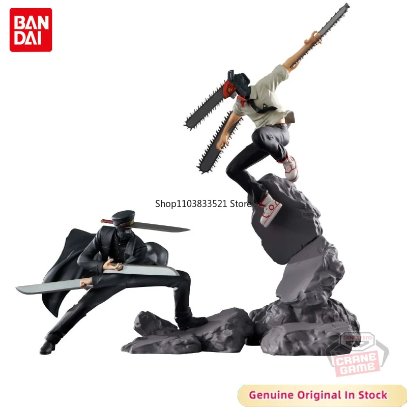 

BANDAI Original Chainsaw Man Denji & Samurai Sword Combination Battle Character Action Model Desktop Ornaments Collectible