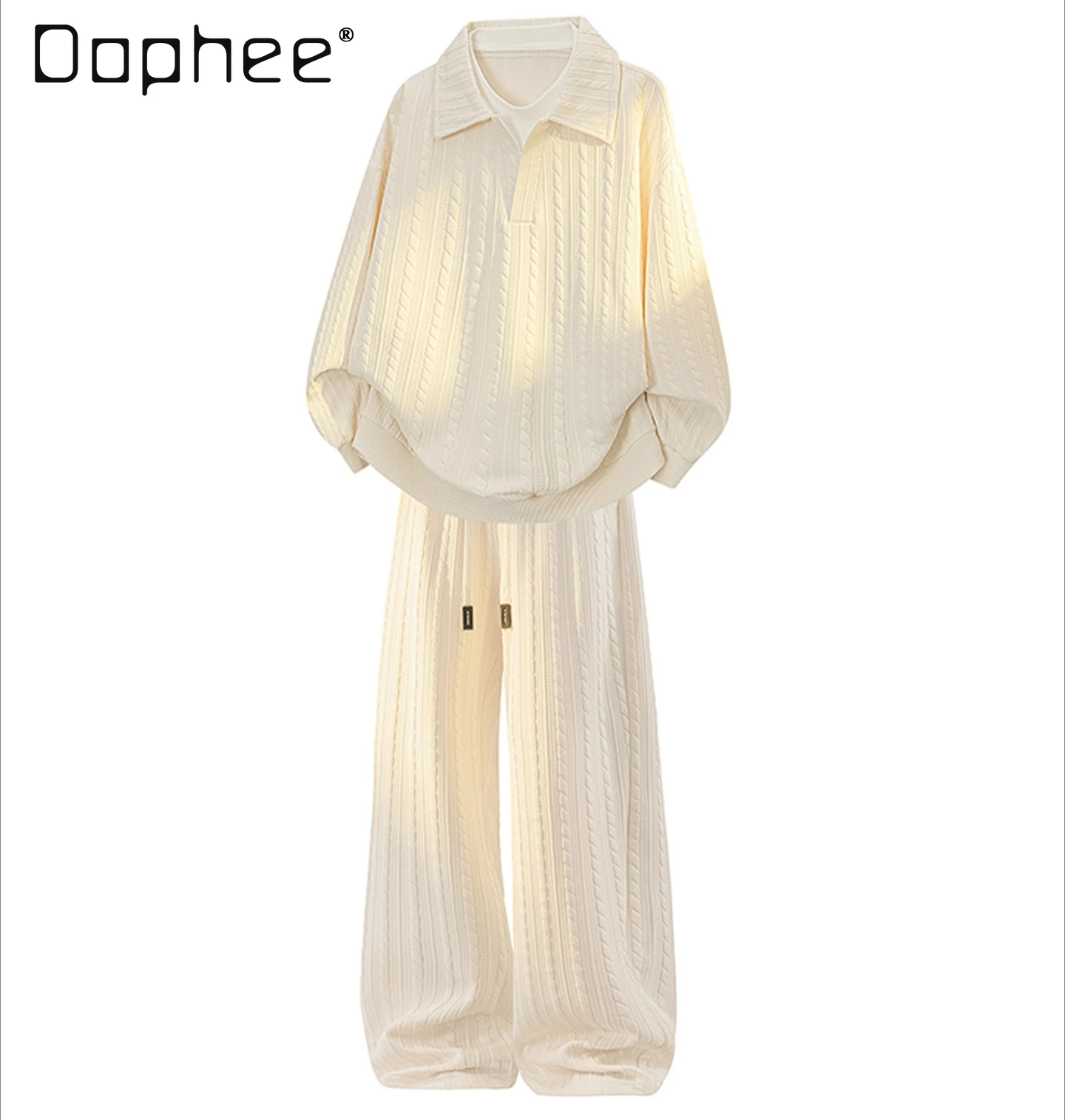 

Весна и осень 2024, новый американский стиль, абрикосово-серый повседневный спортивный костюм, темно-синяя куртка с лацканами, черные длинные брюки