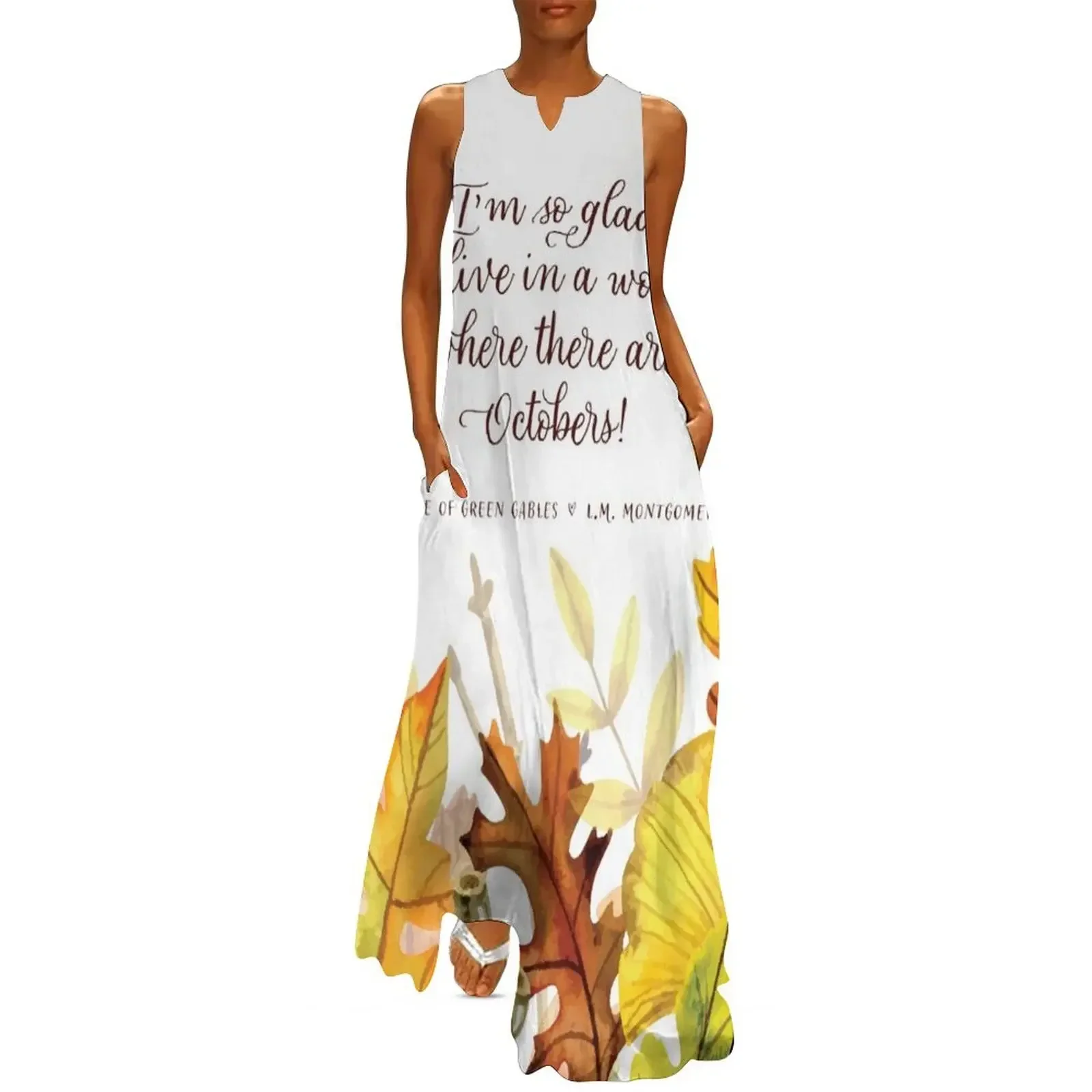

A World Where There Are Octobers - Anne of Green Gables Autumn Quote Long Dress Summer skirt Aesthetic clothing Dress