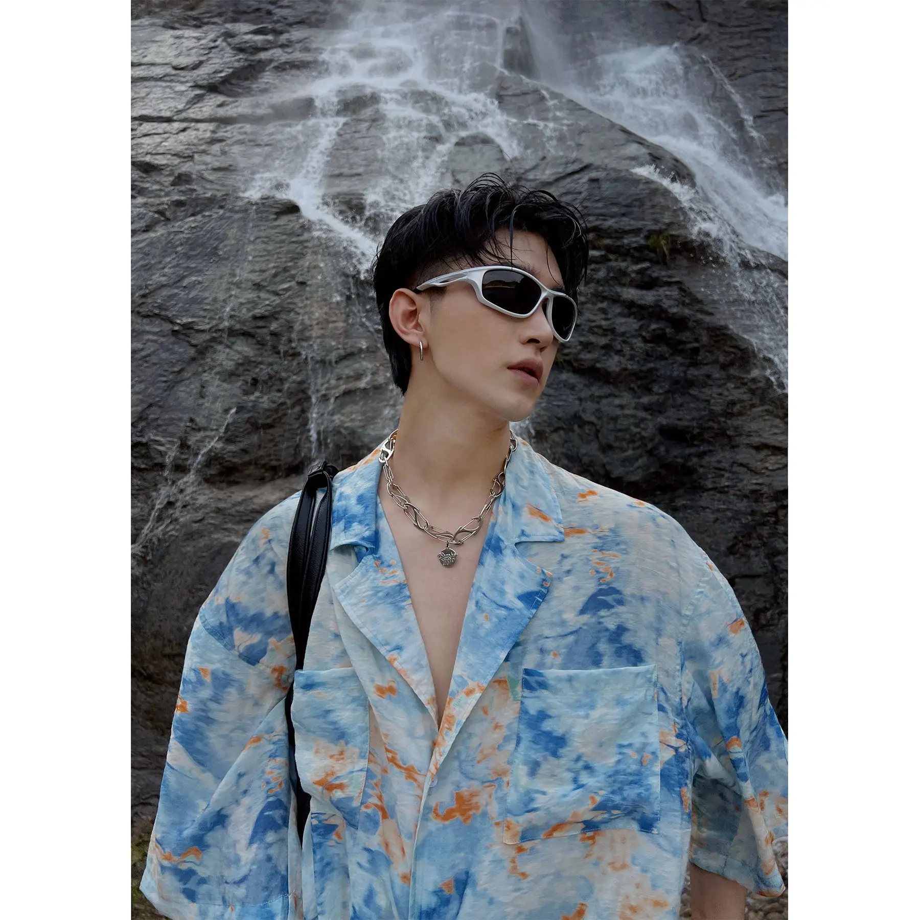 

2023 Summer New Affordable Luxury Fashion Tie-dye Flower Shirt Men Short-sleeved Casual Shirt Boutique Clothing Simple Style