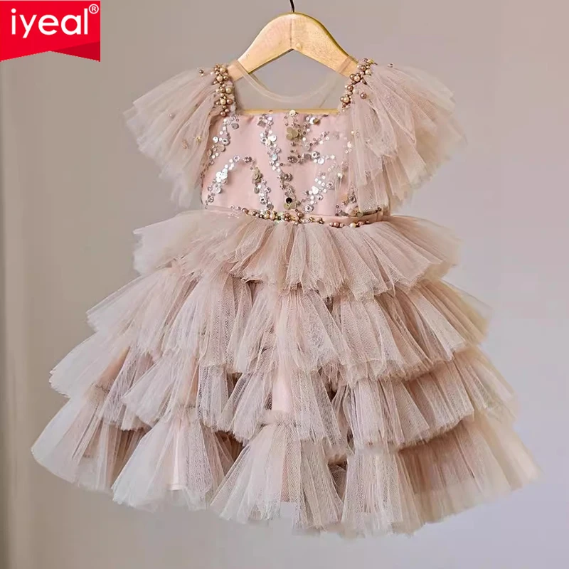 

IYEAL Baby Girl's Host Piano Performance Flower Girl Wedding Sequins Dress Ball Gown 1st Birthday Dress Princess Dress