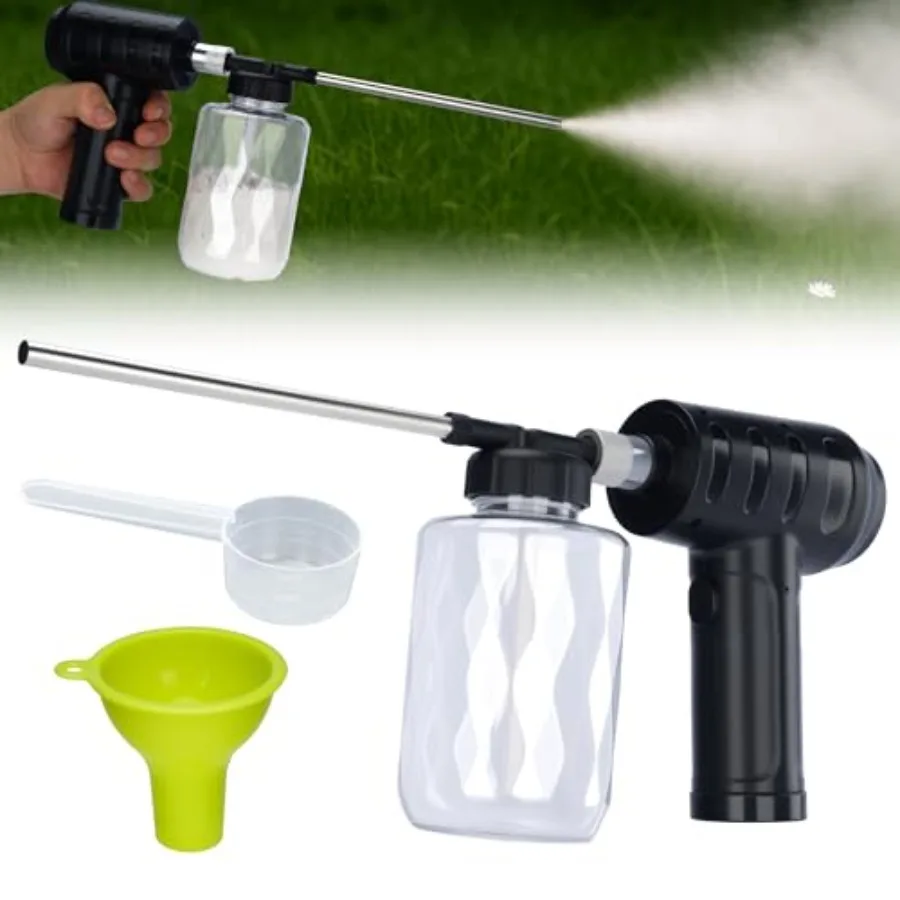 

Electric Diatomaceous Earth Duster Cordless Powder Duster with 500ML Bottle 5.9" Stainless Steel Nozzle 3-Speed Rechargeable Sp