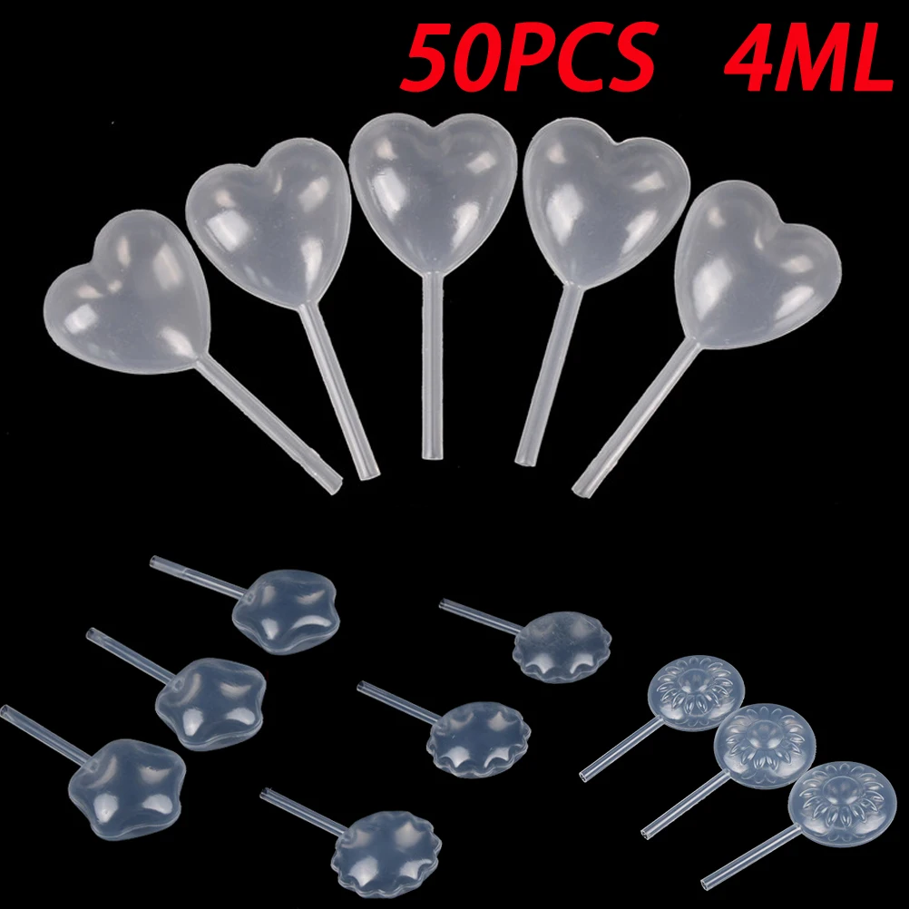 50pcs Transparent Heart Shaped Squeeze 4ml Transfer Oils Liquid Pipettes Eye Dropper