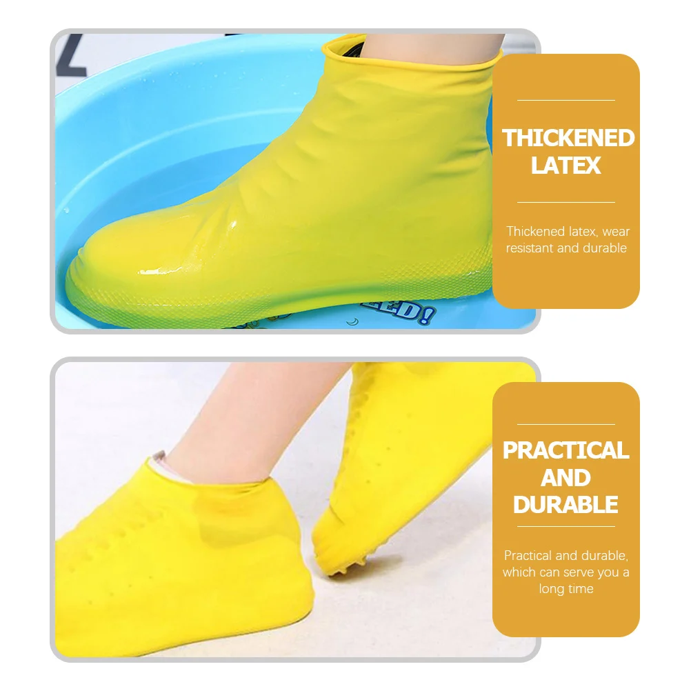 

2pcs Thickened Rain Shoe Covers Premium Latex Waterproof Reusable Outdoor Shoe Protectors Durable Wet Weather Protection