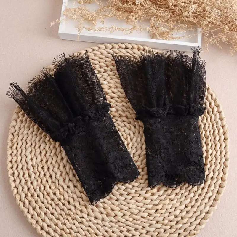 أصفاد معصم قابلة للفصل للنساء فستان الزفاف مطوي الأصفاد الدانتيل الأصفاد المزيفة