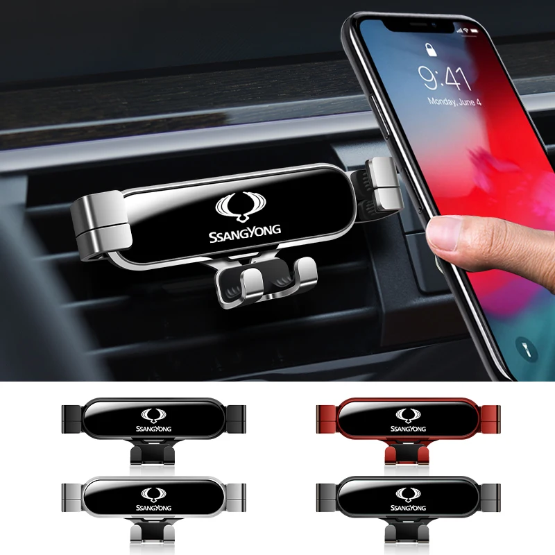 Soporte de coche de gravedad automática para teléfono, montaje de Clip de ventilación de aire, soporte de celda móvil para SsangYong Actyon Korando Rexton Kyron Rodius Tivoli