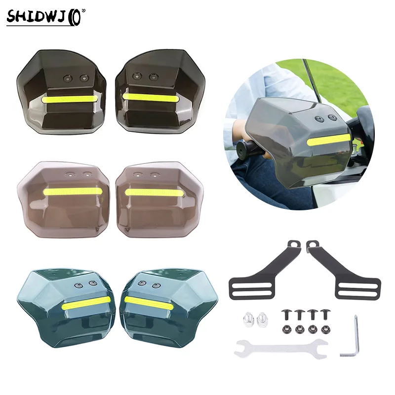 1 Set Wind Rain And Sun Protection Easy To Install Hand Guard For Scooter Motorcycle ATV With Night Reflective Strip