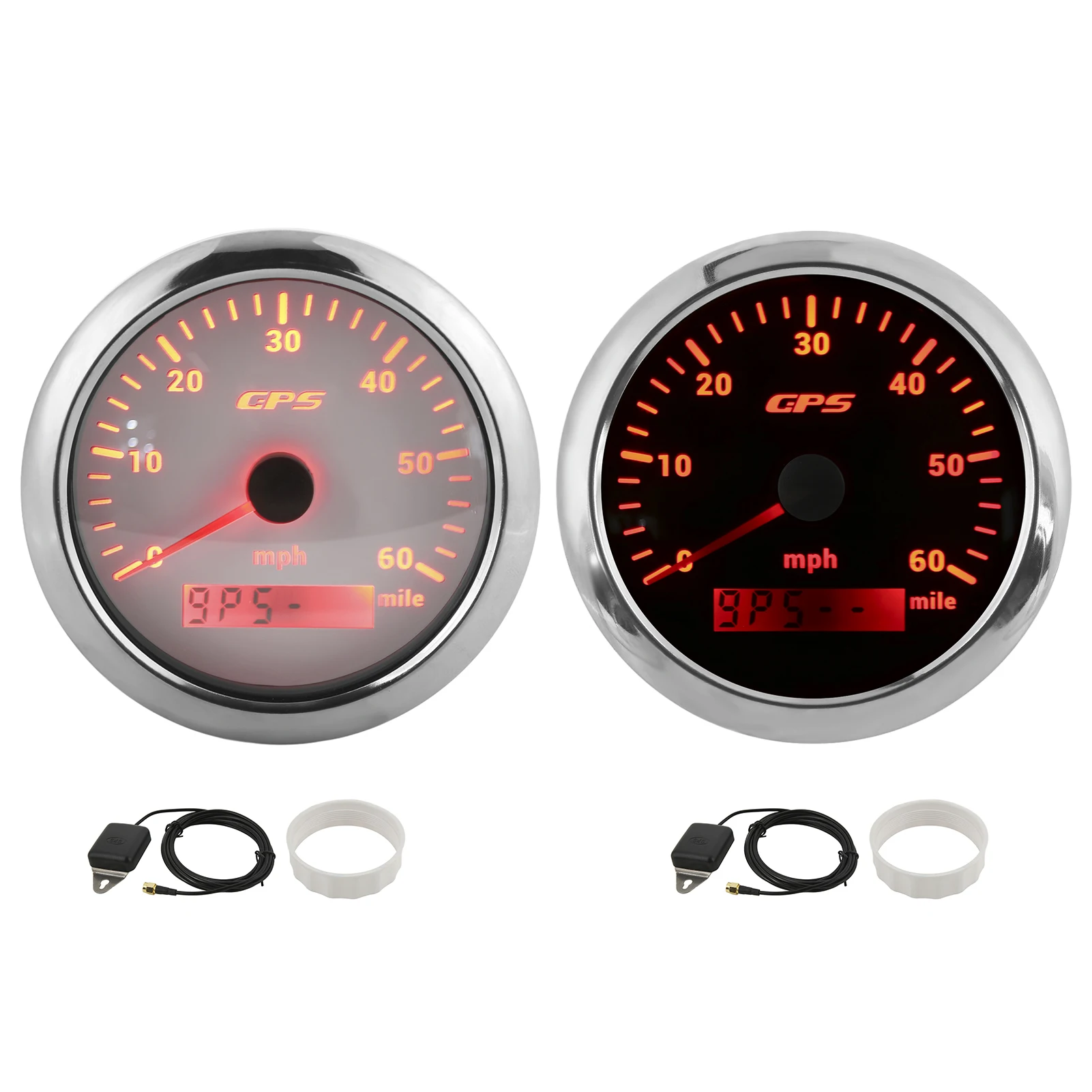 

85mm/3.35in GPS Speedometer Gauge 0-60MPH/H LCD Display with Adjustable Backlight for RVs Boats 9‑32V DC