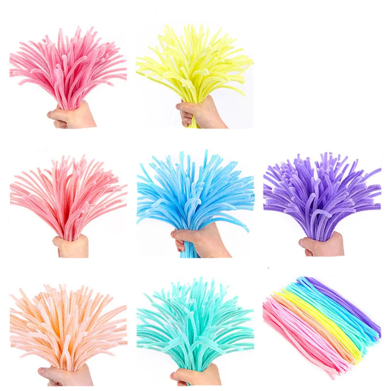 20/50/100 Stuks Diy Stuff Kid Creatief Pluche Chenille Sticks Steel Pijp Cleaner Handwerk Accessoires Kind Speelgoed Easter Spring Dec