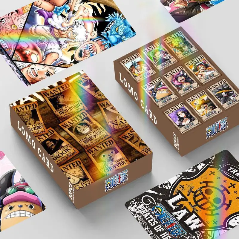 30Pcs Anime One Piece Figure Wanted Poster Cards Shanks Law Nami Roger Nika Luffy Buggy Teach Collection Toys Gifts Cards