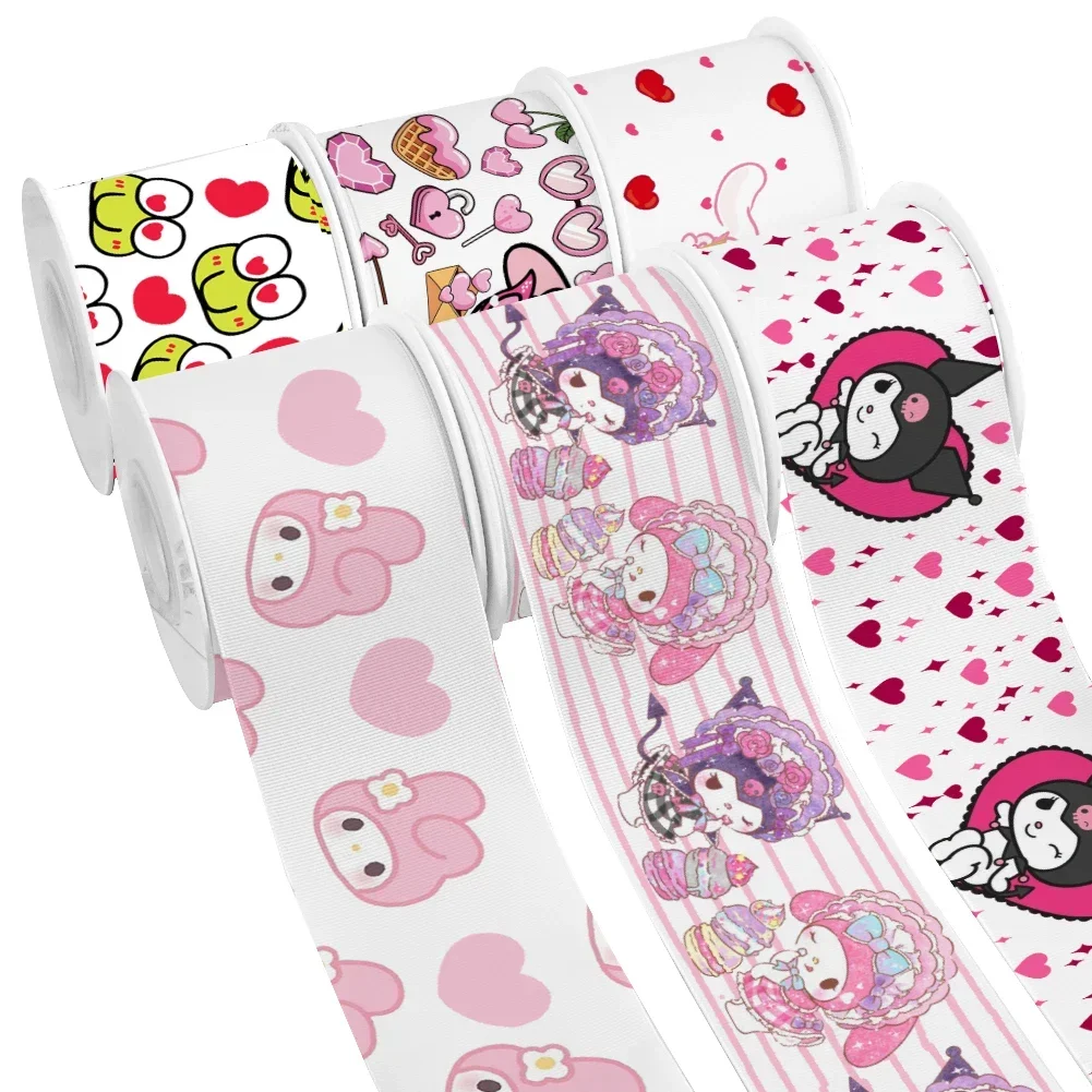 Valentine's DayMelody Kouromi Sanrio Printed Grosgrain Satin Ribbon for Gift Wrapping Hair Bow Craft Accessory 50 Yards