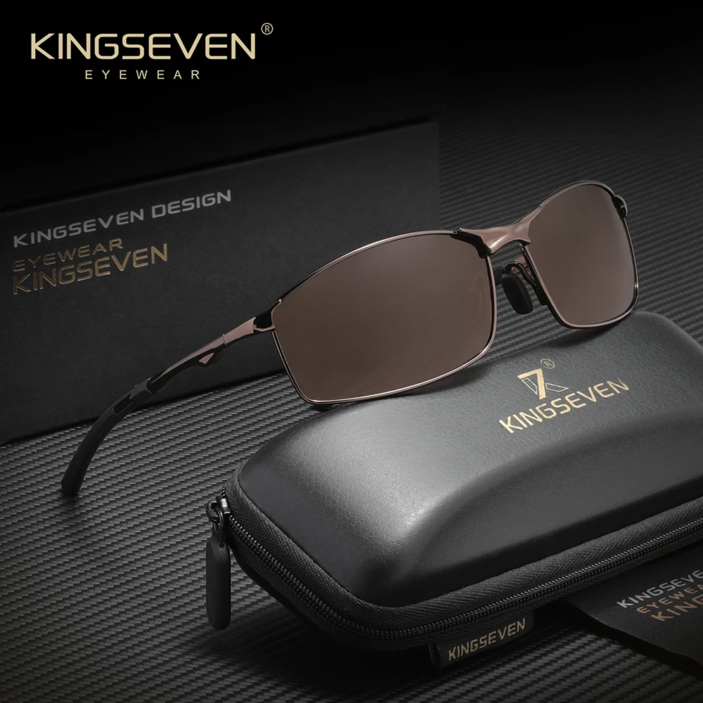 

KINGSEVEN прямоугольные солнцезащитные очки для мужчин, очки в оправе из сплава, очки для езды на велосипеде, поляризационные очки