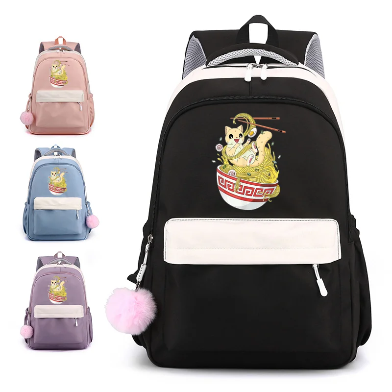 

Cute Cat Backpack Girls Boys School Cartoon Bookbag Kawaii Cat Pattern Backpack Large Capacity Zipper Backpacks