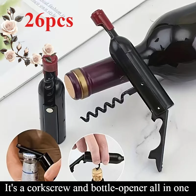 26pcs Wedding Gifts Bottle Opener Magnet for Refrigerator Foldable Wine Opener Champagne Corkscrew for Wedding Favors