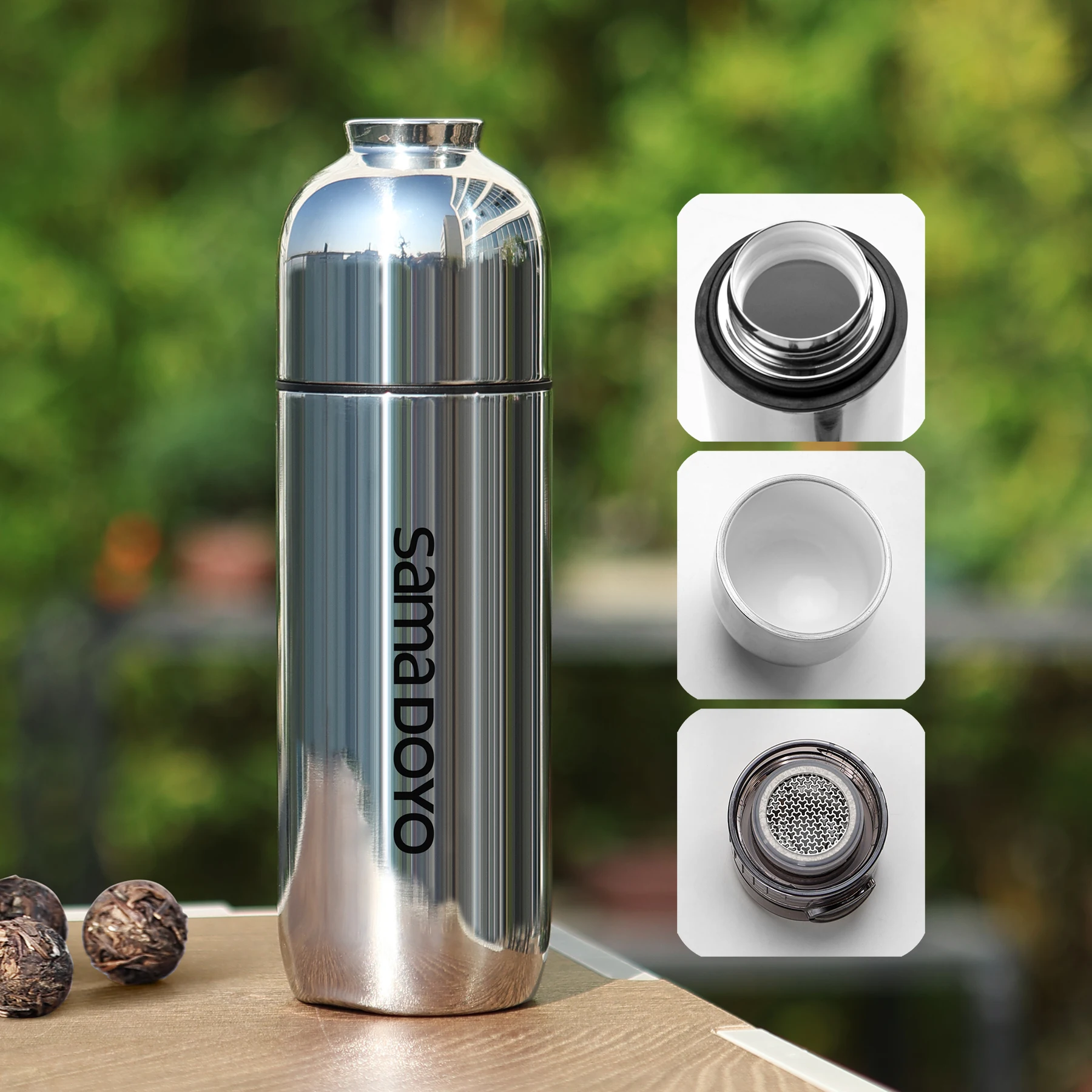 Samadoyo 400ml Thermal Tumbler - Ceramic Coated, 8H Hot/6H Cold, Titanium Filter & Magnetic Cup