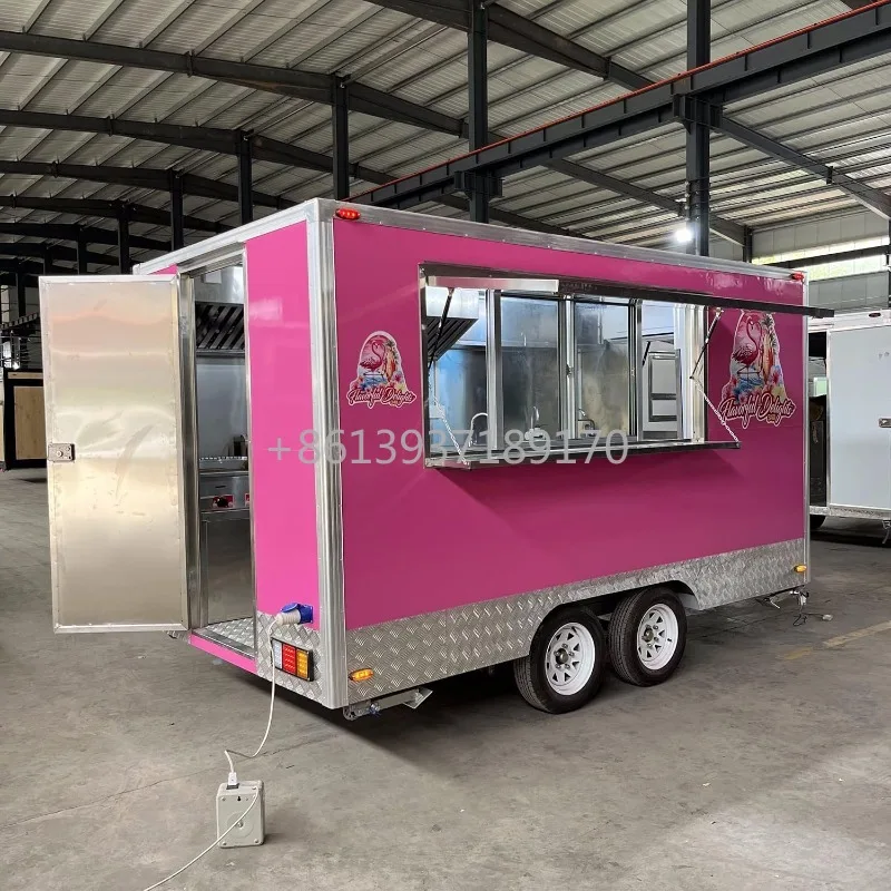 Custom Food Trailer Mobile Food Truck with Concession Window Hot Dog Cart Camping Trailers for Sale Snack Ice Cream Cart