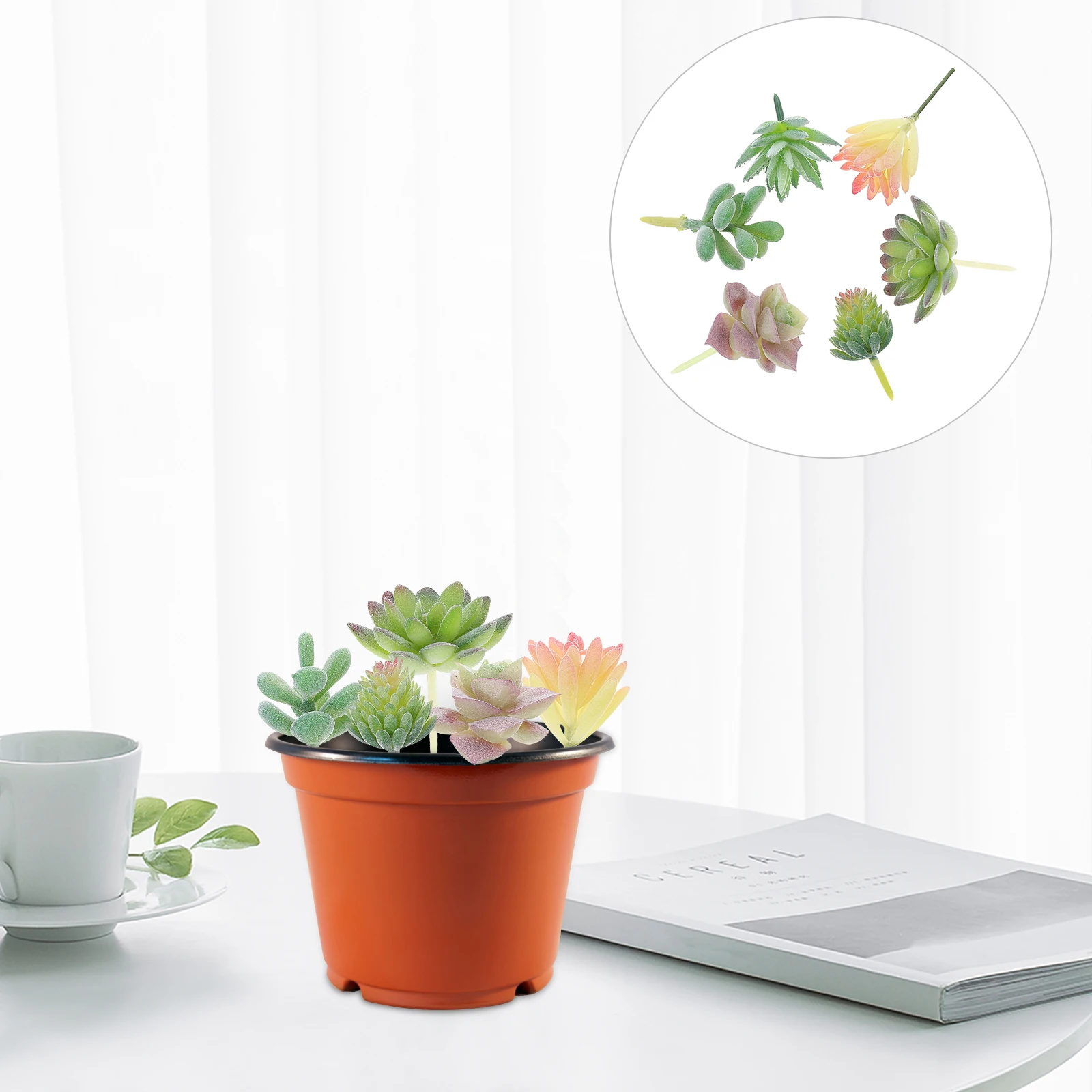 

6pcs Succulent Plant Diy Accessory For Home Office Decor Wedding Decorative Succulent Party Photo Prop Fake Plants